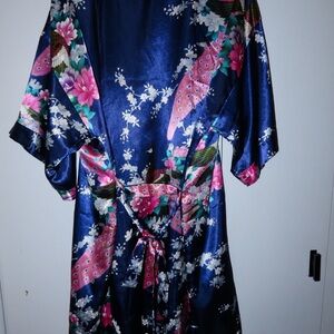 Floral Satin Kimono Robe